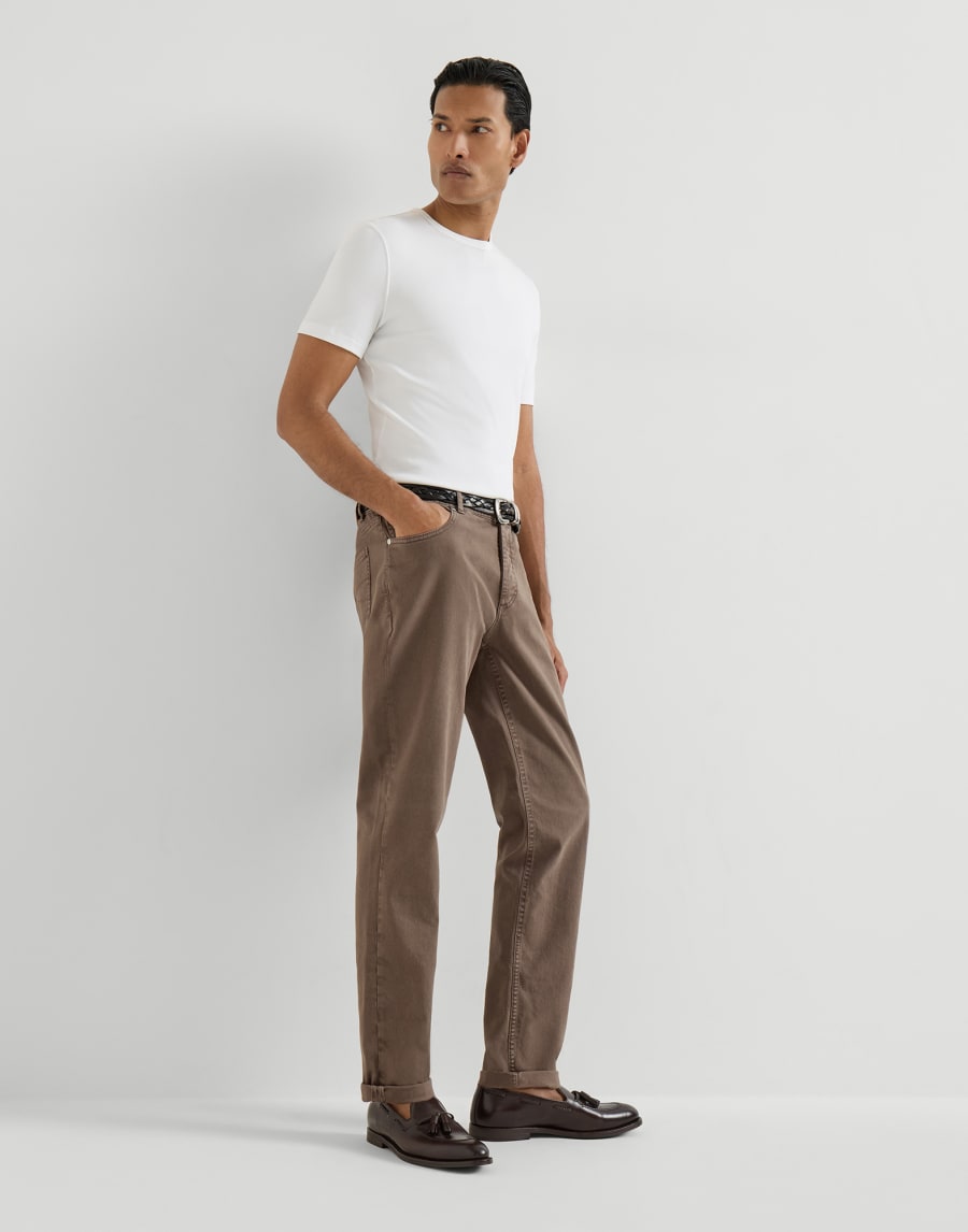 Lightweight denim trousers Hazelnut Man - Brunello Cucinelli