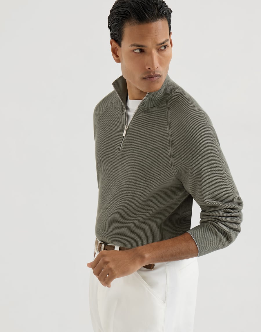 Cotton sweater Khaki Man - Brunello Cucinelli