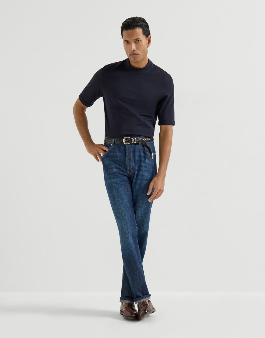 Iconic fit five-pocket trousers Dark Denim Man - Brunello Cucinelli