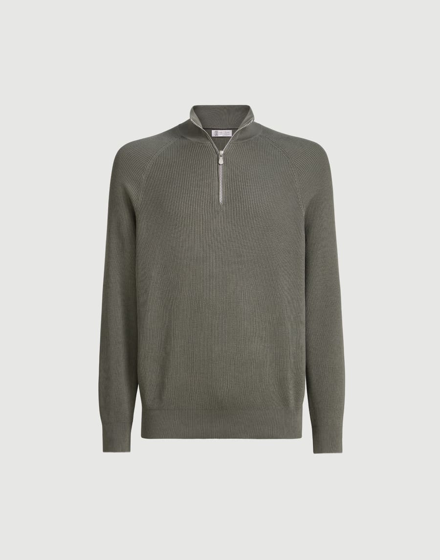 코튼 니트 카키 남성 - Brunello Cucinelli