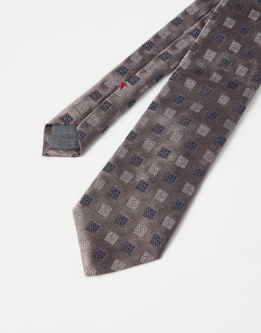 Silk tie with squares pattern Brown Man - Brunello Cucinelli