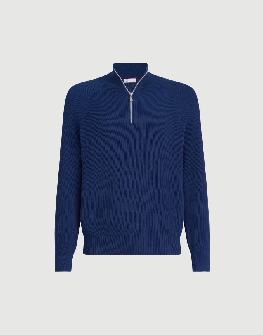 Cotton sweater Avio Blue Man - Brunello Cucinelli