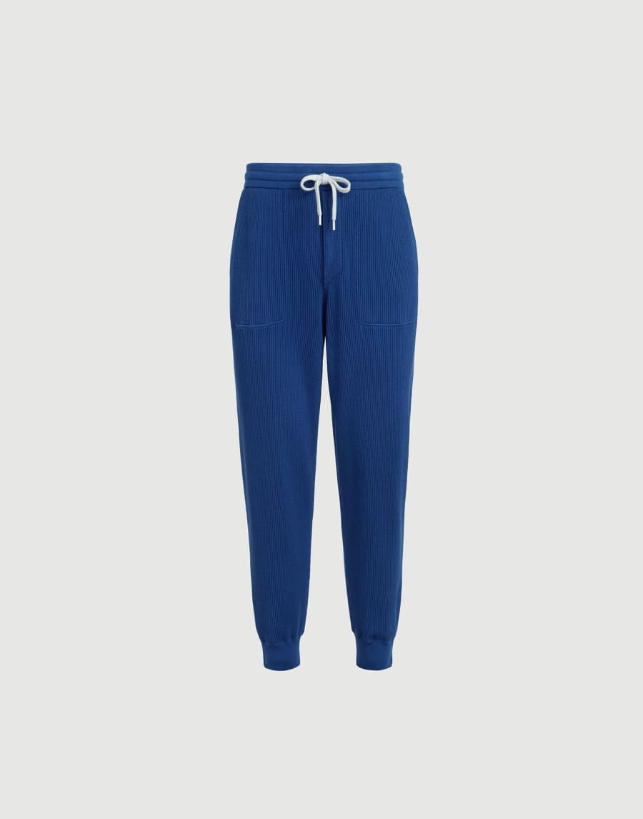 Cotton knit trousers Avio Blue Man - Brunello Cucinelli