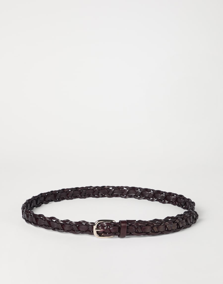 Braided leather belt Burgundy Man - Brunello Cucinelli