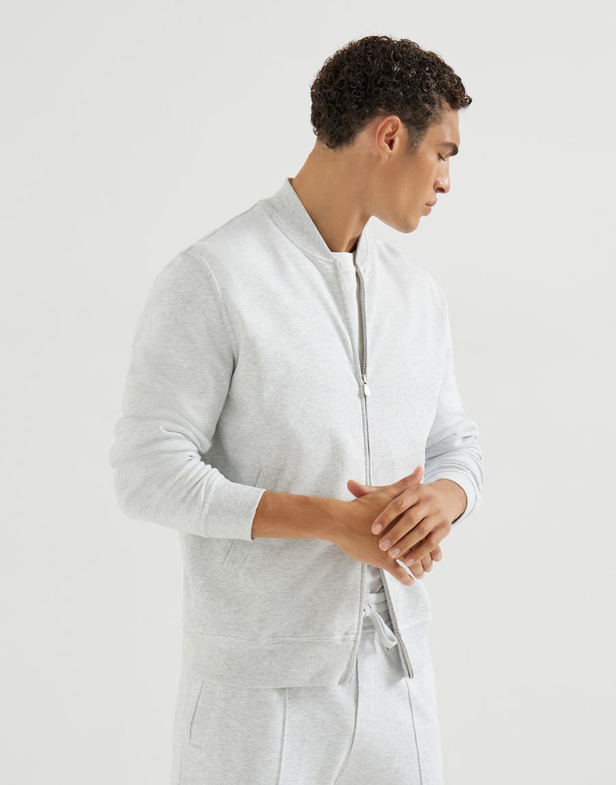 Sweatshirt with zipper Pearl Grey Man - Brunello Cucinelli