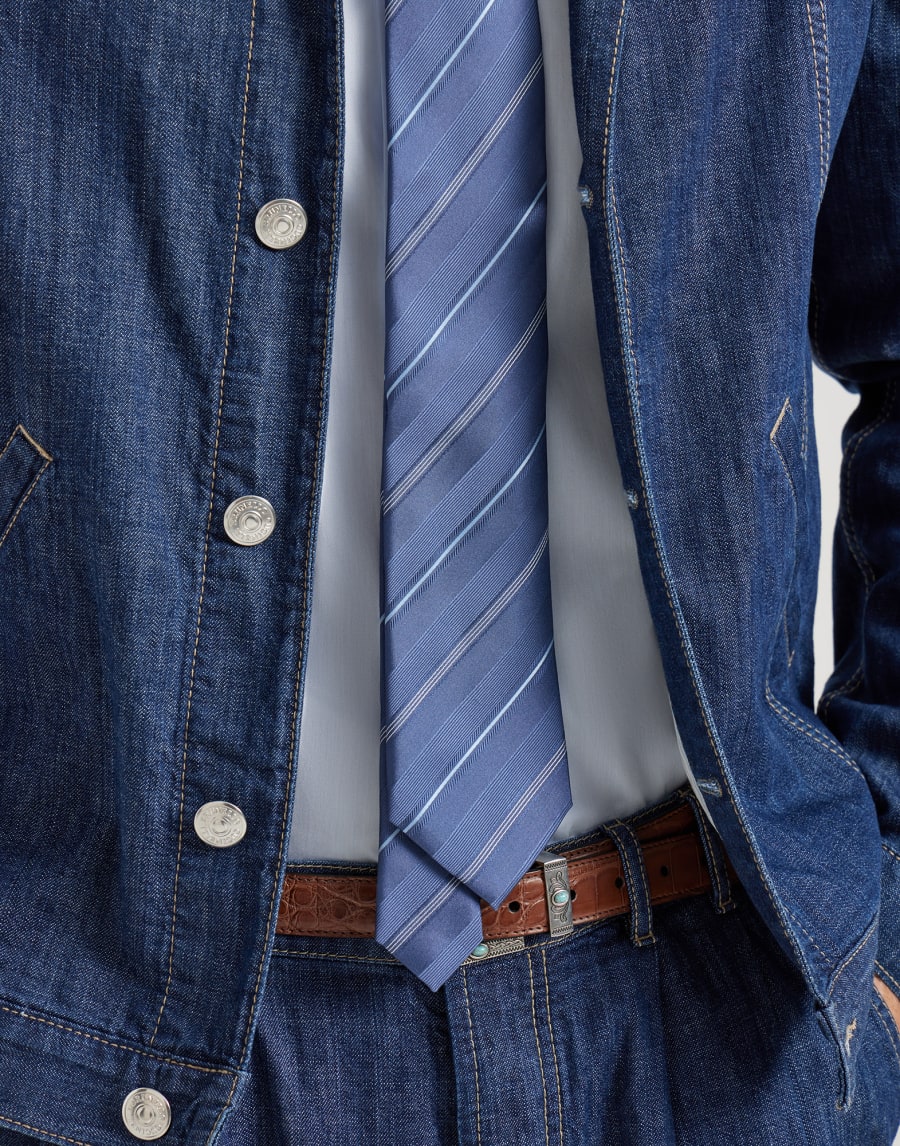 Striped silk necktie Denim Man - Brunello Cucinelli