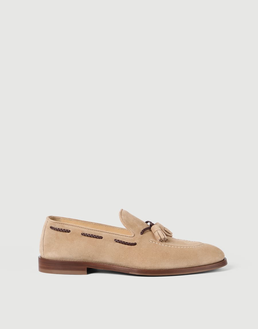 Loafer aus Veloursleder Sand Herren - Brunello Cucinelli