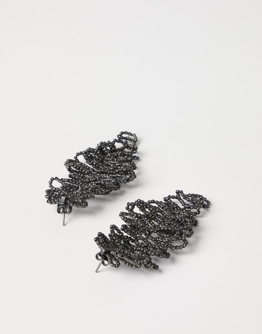 Sculptured leaf earrings Lignite Grey Woman - Brunello Cucinelli