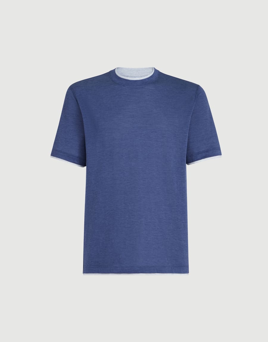T-shirt with faux-layering Denim Man - Brunello Cucinelli