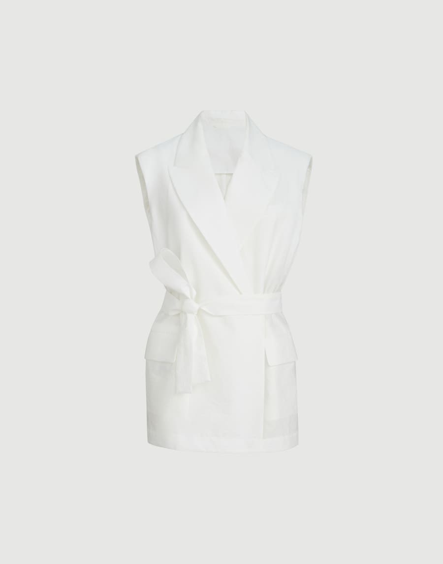 Poplin belted vest White Woman - Brunello Cucinelli