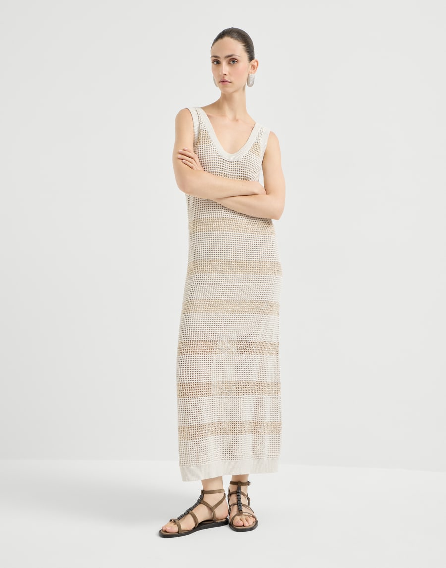 Kleid mit Dazzling Stripes Hafer Damen - Brunello Cucinelli
