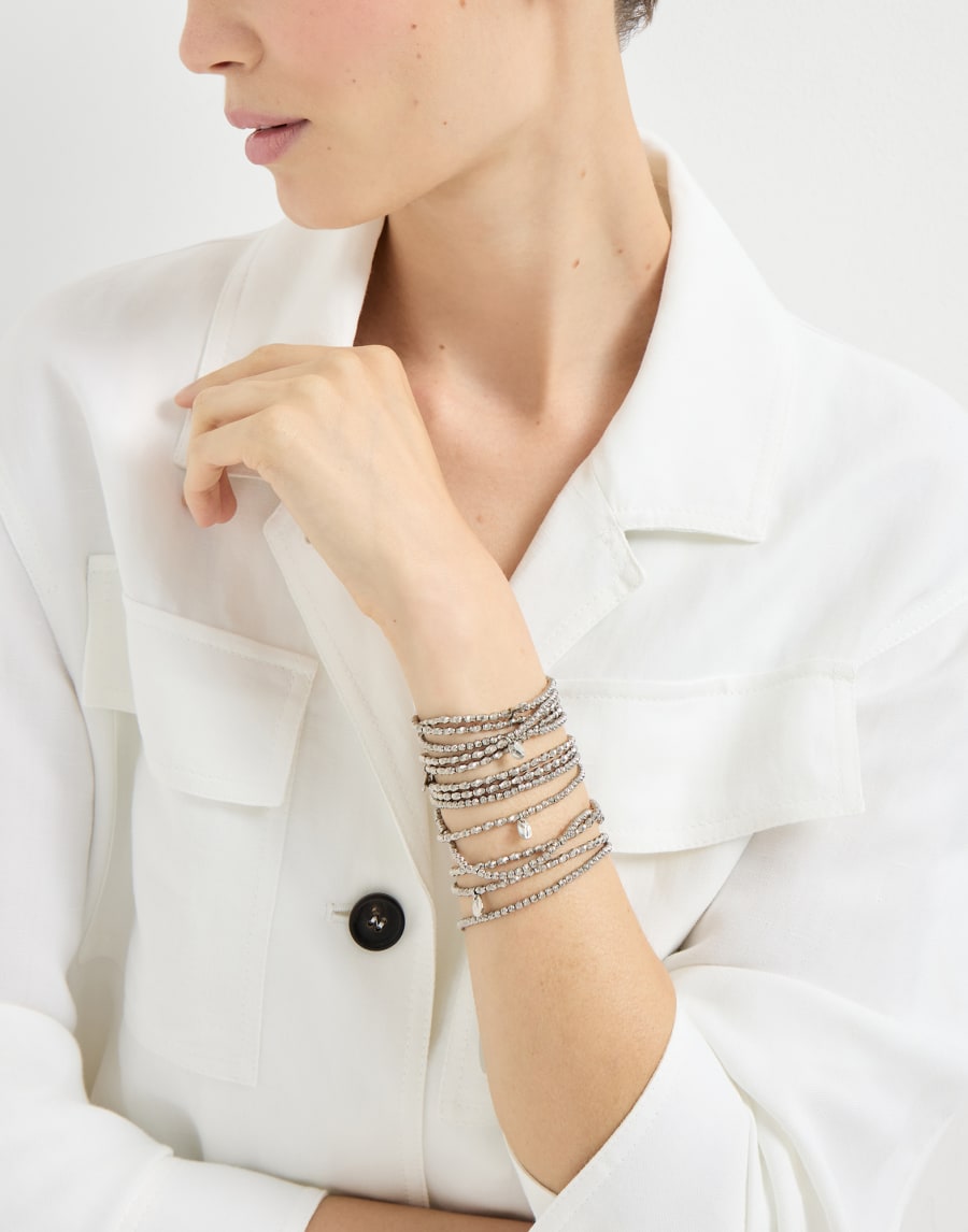 Hematite and Sterling Silver bracelet Silver Woman - Brunello Cucinelli