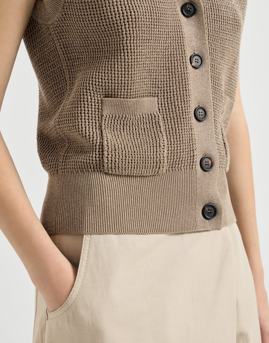 Cardigan aus Sparkling-Baumwolle Walnuss Damen - Brunello Cucinelli