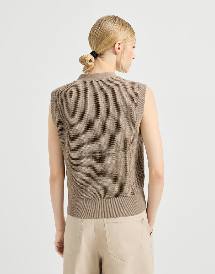 Sparkling cotton cardigan Walnut Woman - Brunello Cucinelli