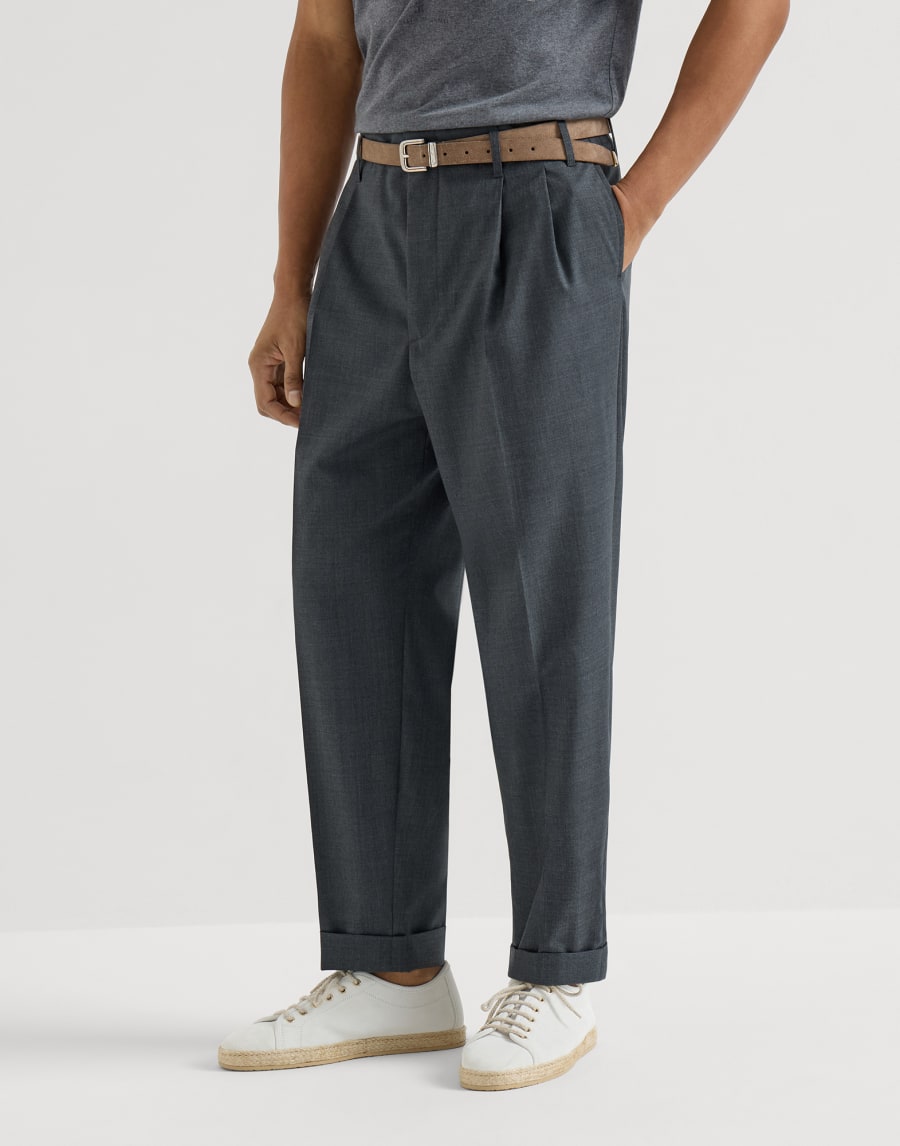 Virgin wool trousers Anthracite Man - Brunello Cucinelli