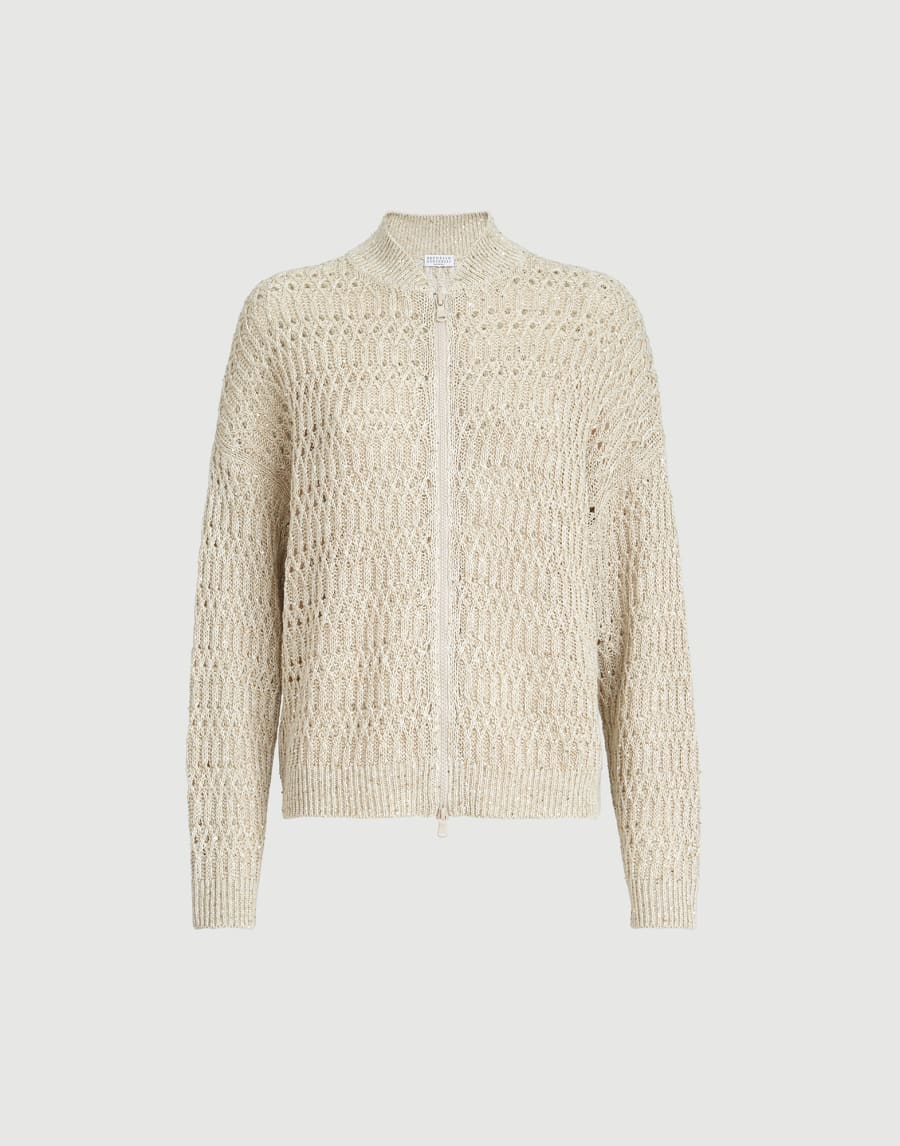 Dazzling braids cardigan Beige Woman - Brunello Cucinelli