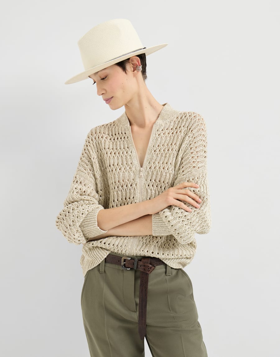 Dazzling braids cardigan Beige Woman - Brunello Cucinelli