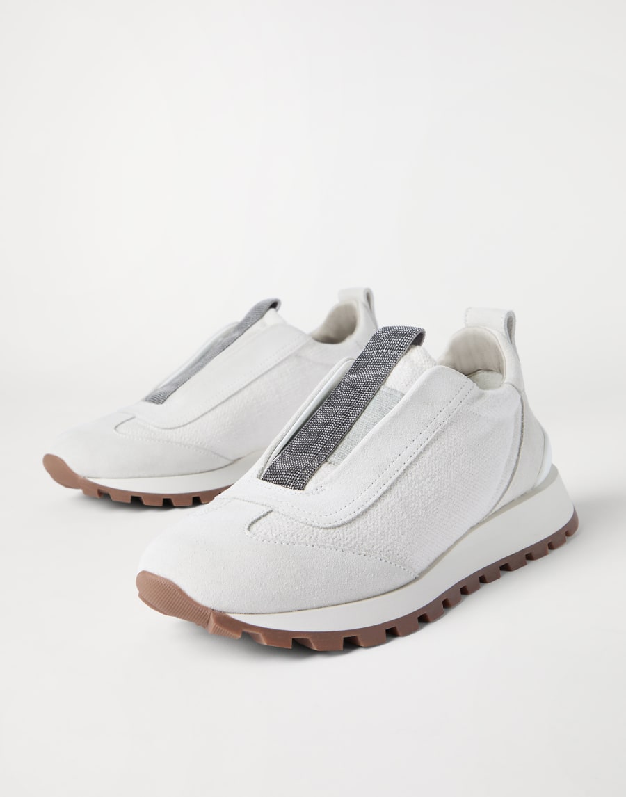 Chaussures de running en toile et daim Blanc Femme - Brunello Cucinelli
