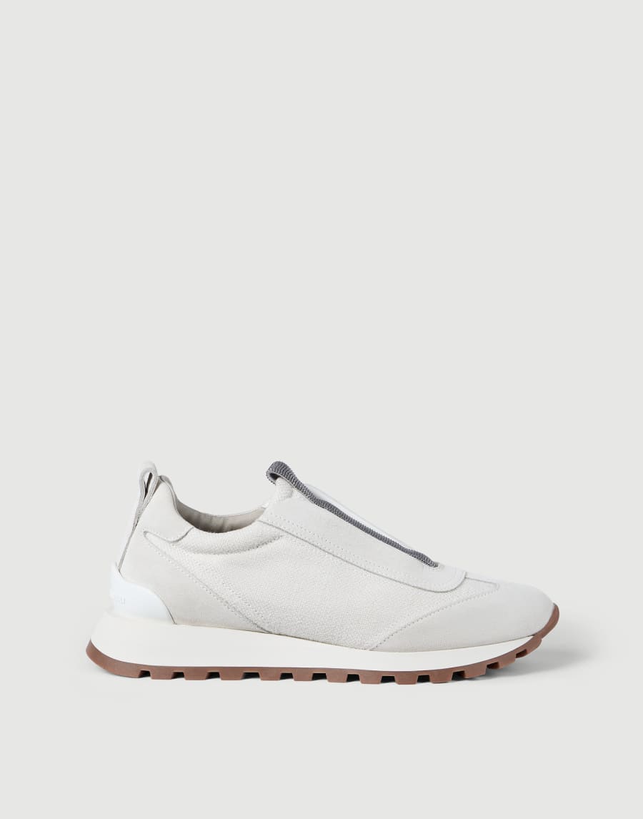 Chaussures de running en toile et daim Blanc Femme - Brunello Cucinelli