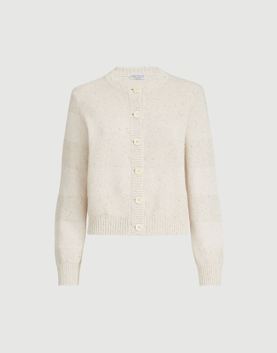 Cardigan with dazzling stripes Oat Woman - Brunello Cucinelli