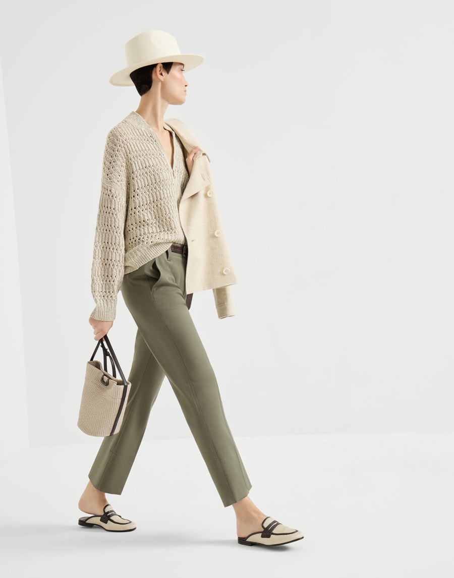 Kickflare Cigarette trousers Olive Woman - Brunello Cucinelli