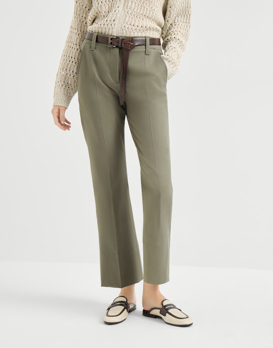 Kickflare Cigarette trousers Olive Woman - Brunello Cucinelli