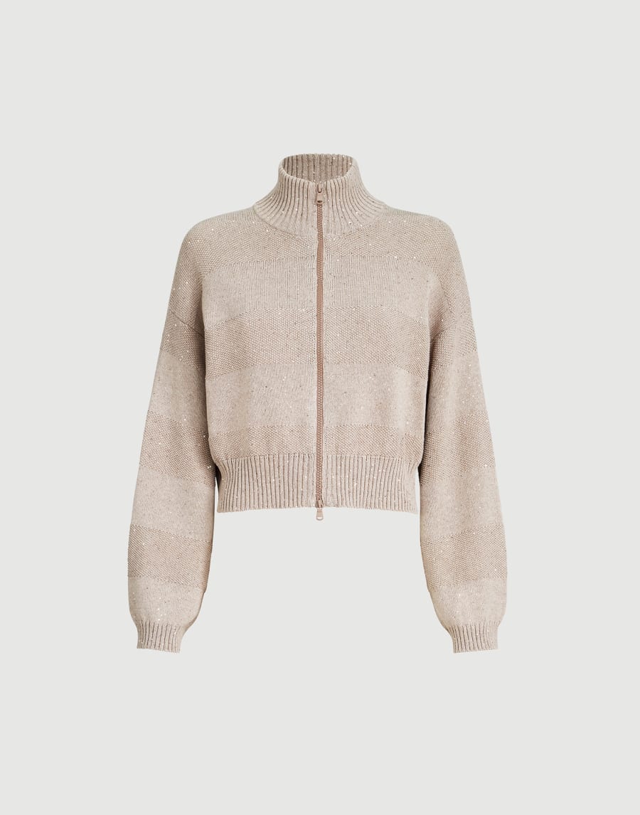 Cardigan mit Dazzling Stripes Sandbeige Damen - Brunello Cucinelli