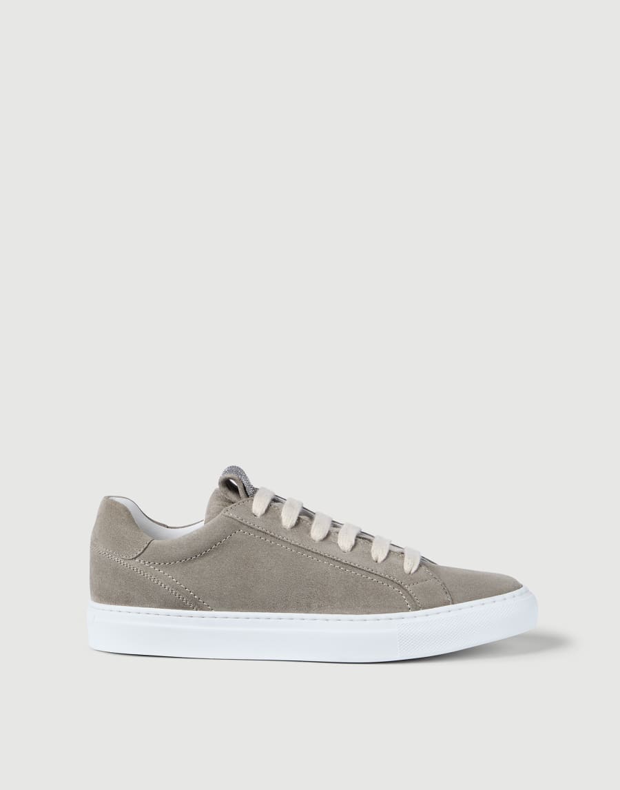 Sneakers en daim avec Monile Vert Kaki Femme - Brunello Cucinelli