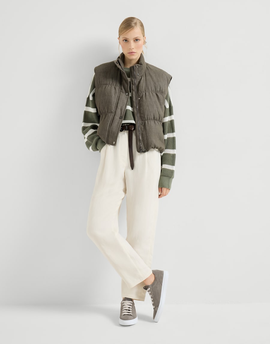 Zapatillas en piel de ante con Monile Khaki Mujer - Brunello Cucinelli