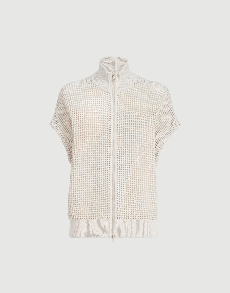 Cotton net cardigan Oat Woman - Brunello Cucinelli