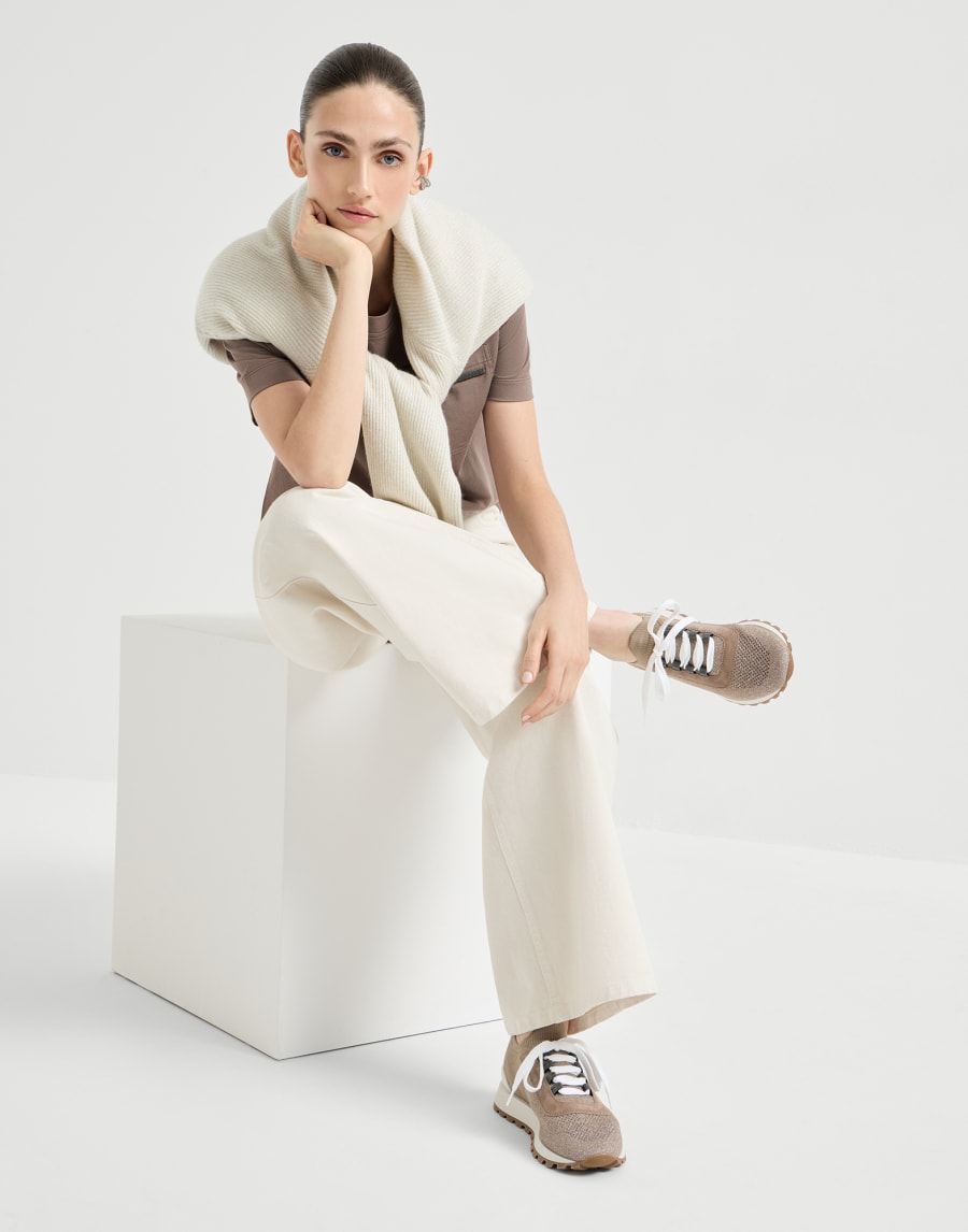 Zapatillas en piel de ante con Monile Marrón Mujer - Brunello Cucinelli