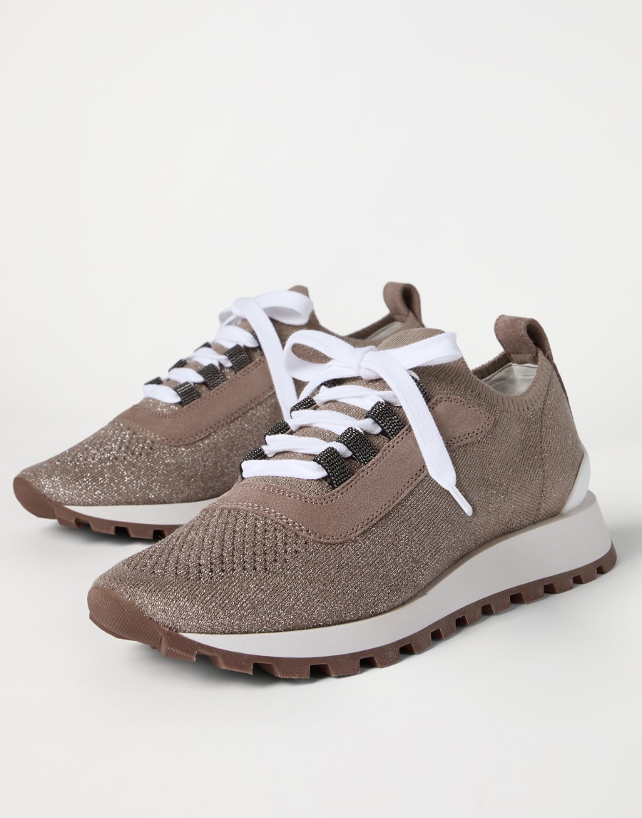 Zapatillas en piel de ante con Monile Marrón Mujer - Brunello Cucinelli