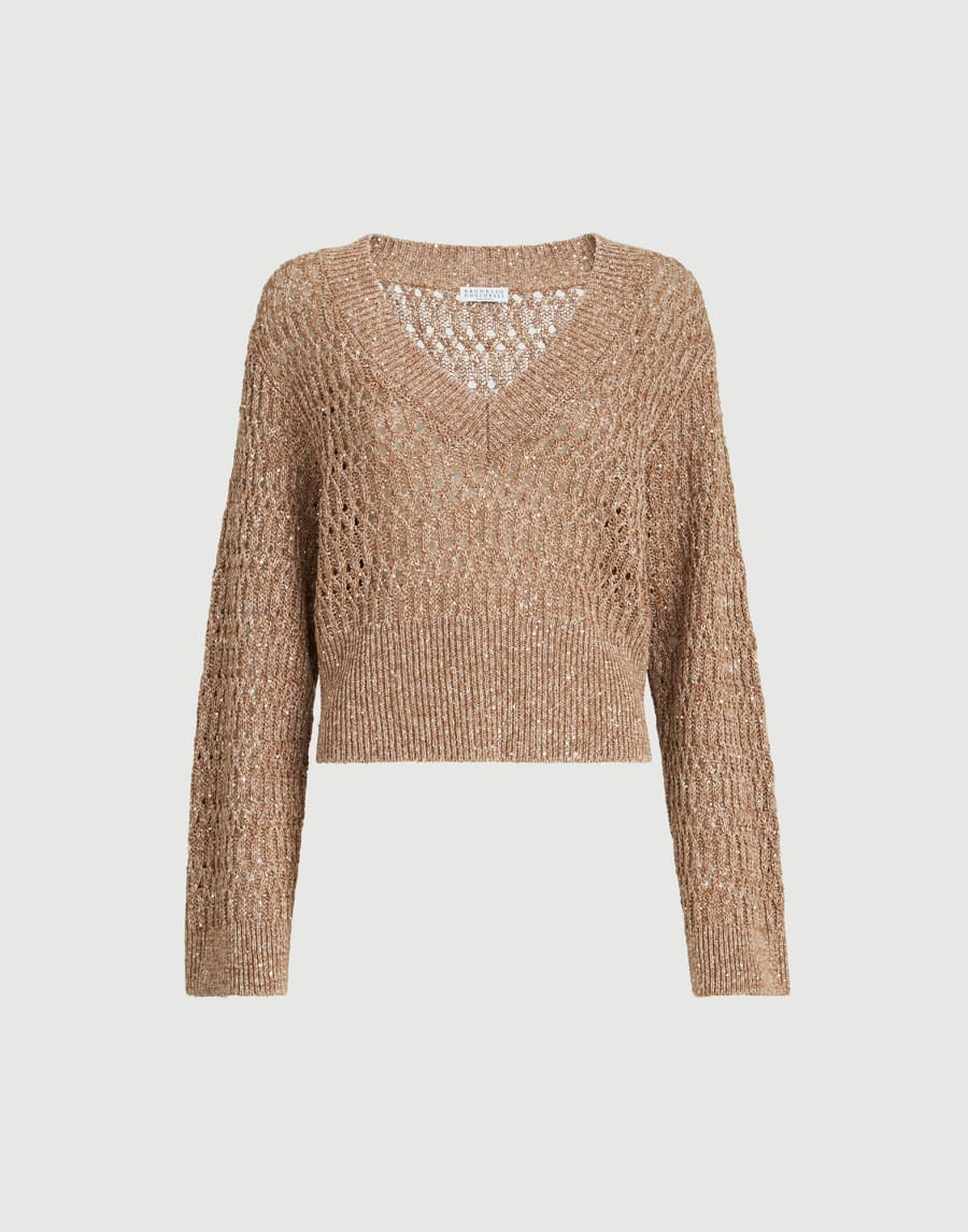 Dazzling braids sweater Brown Woman - Brunello Cucinelli