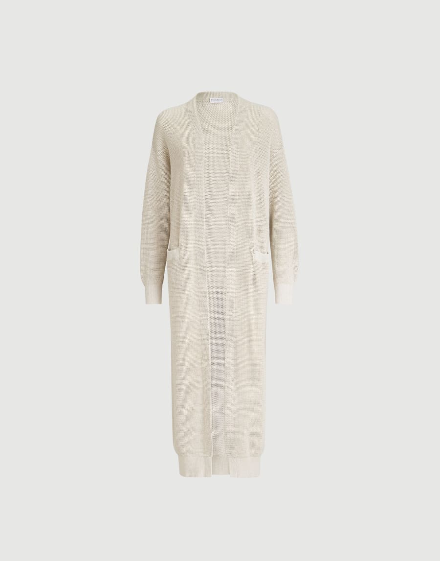 Cárdigan Sparkling Texture largo Avena Mujer - Brunello Cucinelli