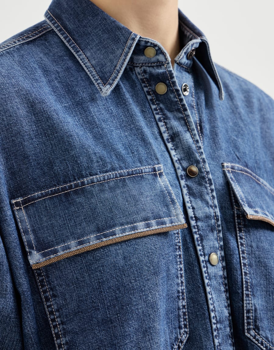 Рубашка из легкого денима Деним Женщина - Brunello Cucinelli