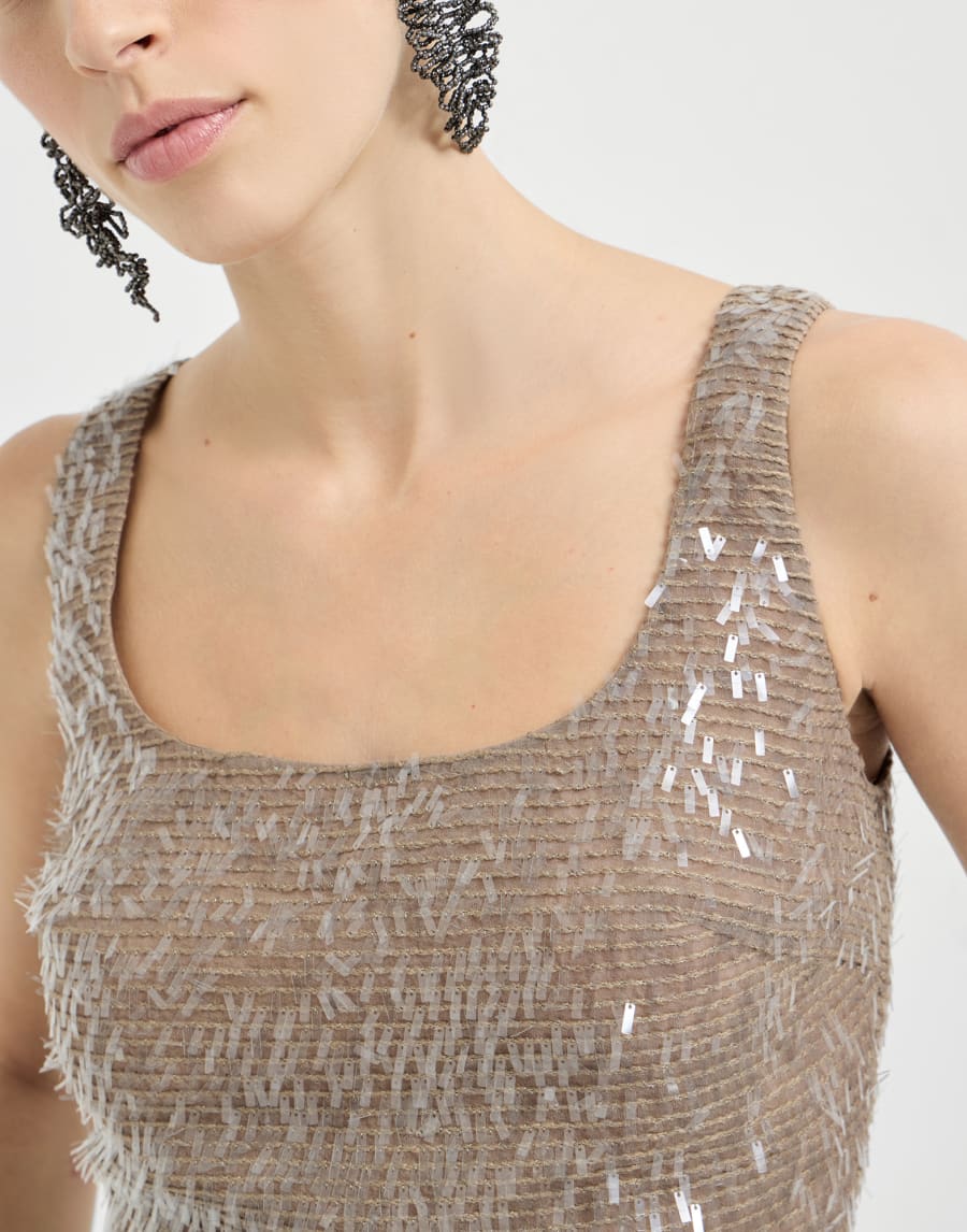 Cropped top with dazzling embroidery Rope Woman - Brunello Cucinelli