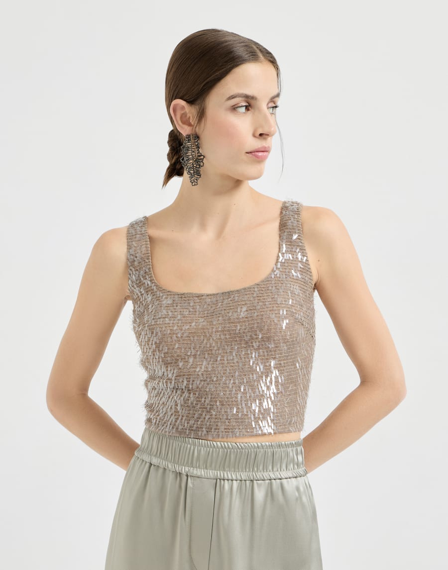 Cropped top with dazzling embroidery Rope Woman - Brunello Cucinelli