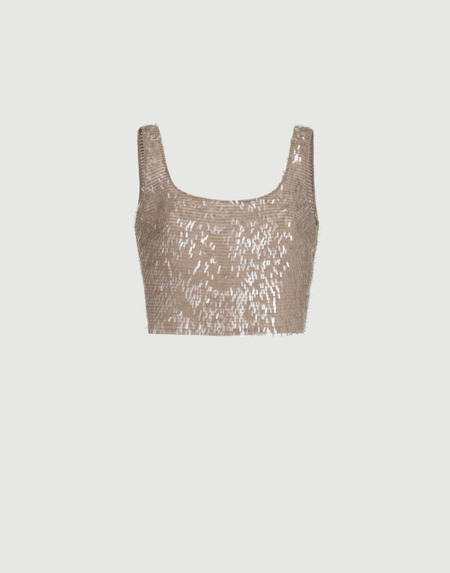 Cropped top with dazzling embroidery Rope Woman - Brunello Cucinelli