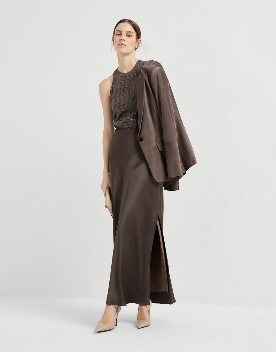 Топ Dazzling Embroidery Коричневый Женщина - Brunello Cucinelli