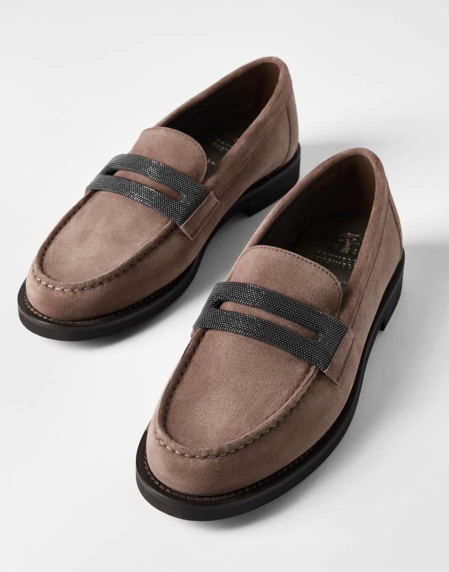 Penny loafers en daim Marron Femme - Brunello Cucinelli