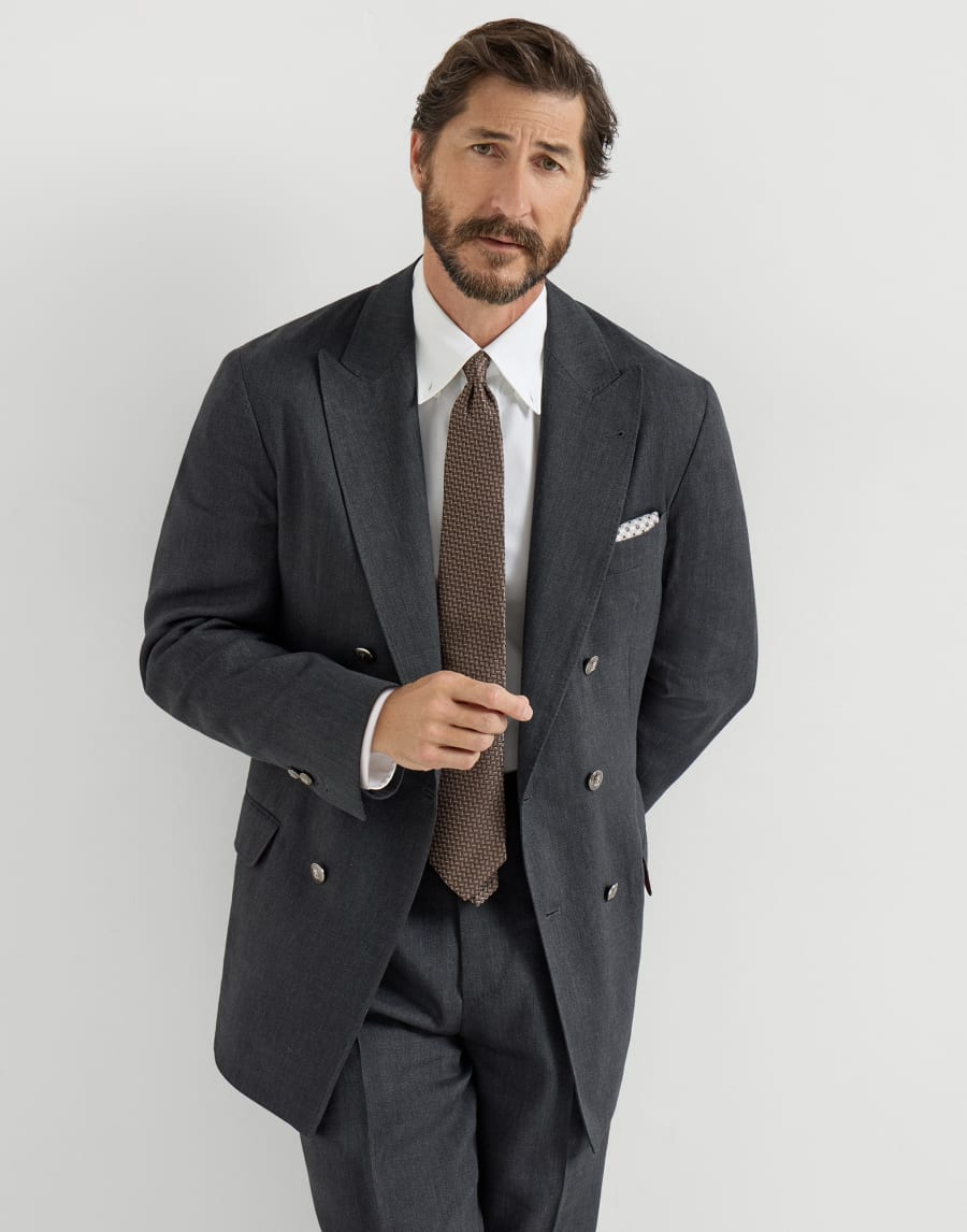 Chevron deconstructed blazer Anthracite Man - Brunello Cucinelli