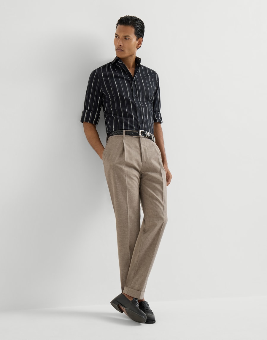 Trousers with pleats Light Brown Man - Brunello Cucinelli