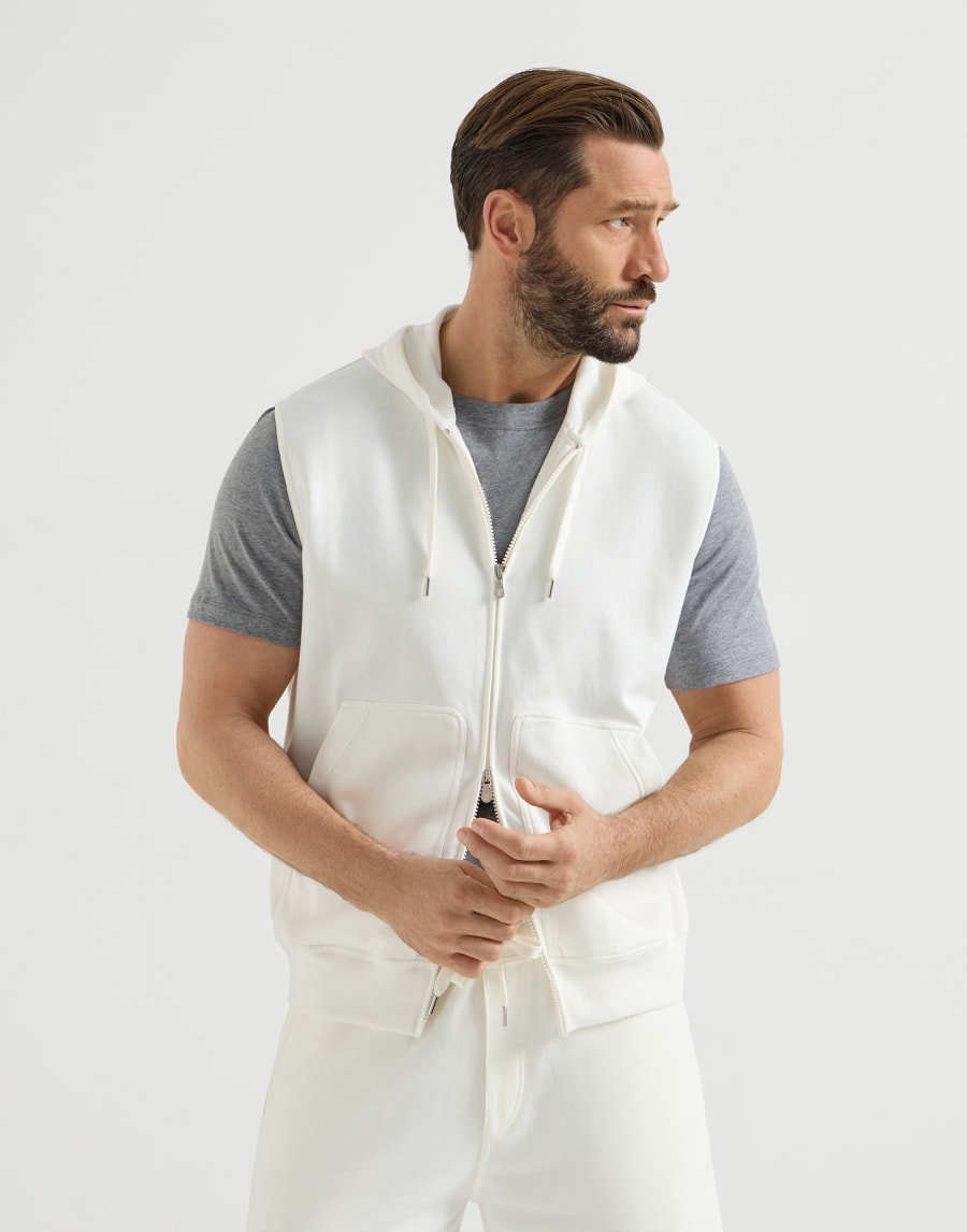 Sweat-shirt sans manches Blanc Cassé Homme - Brunello Cucinelli