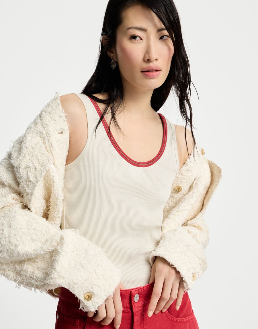 罗纹针织料无袖上衣 巴拿马色 女款 - Brunello Cucinelli