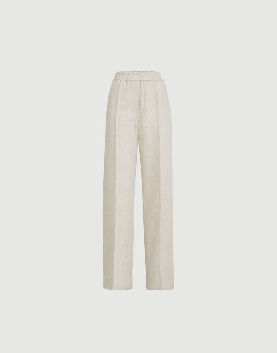 Pantalone Loose Track Beige Donna - Brunello Cucinelli