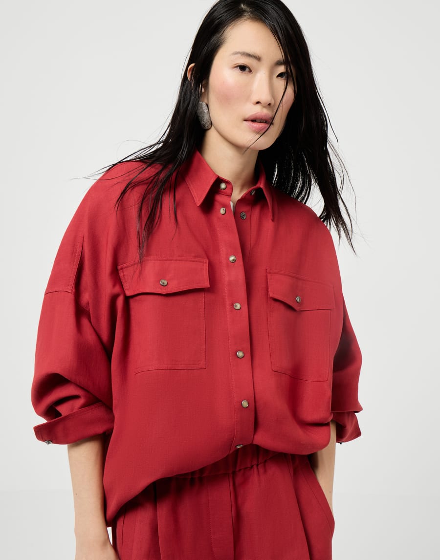Fluid twill shirt Red Woman - Brunello Cucinelli