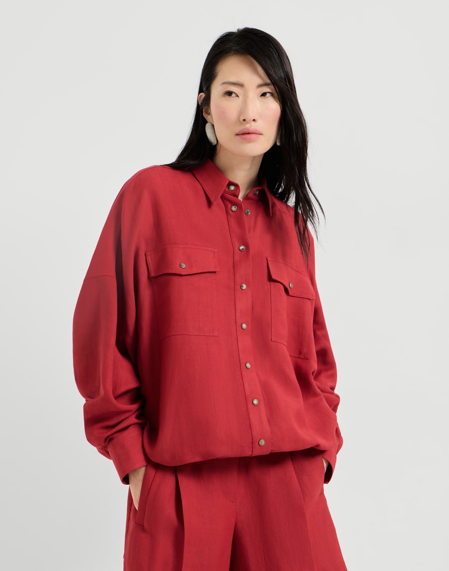 Fluid twill shirt Red Woman - Brunello Cucinelli