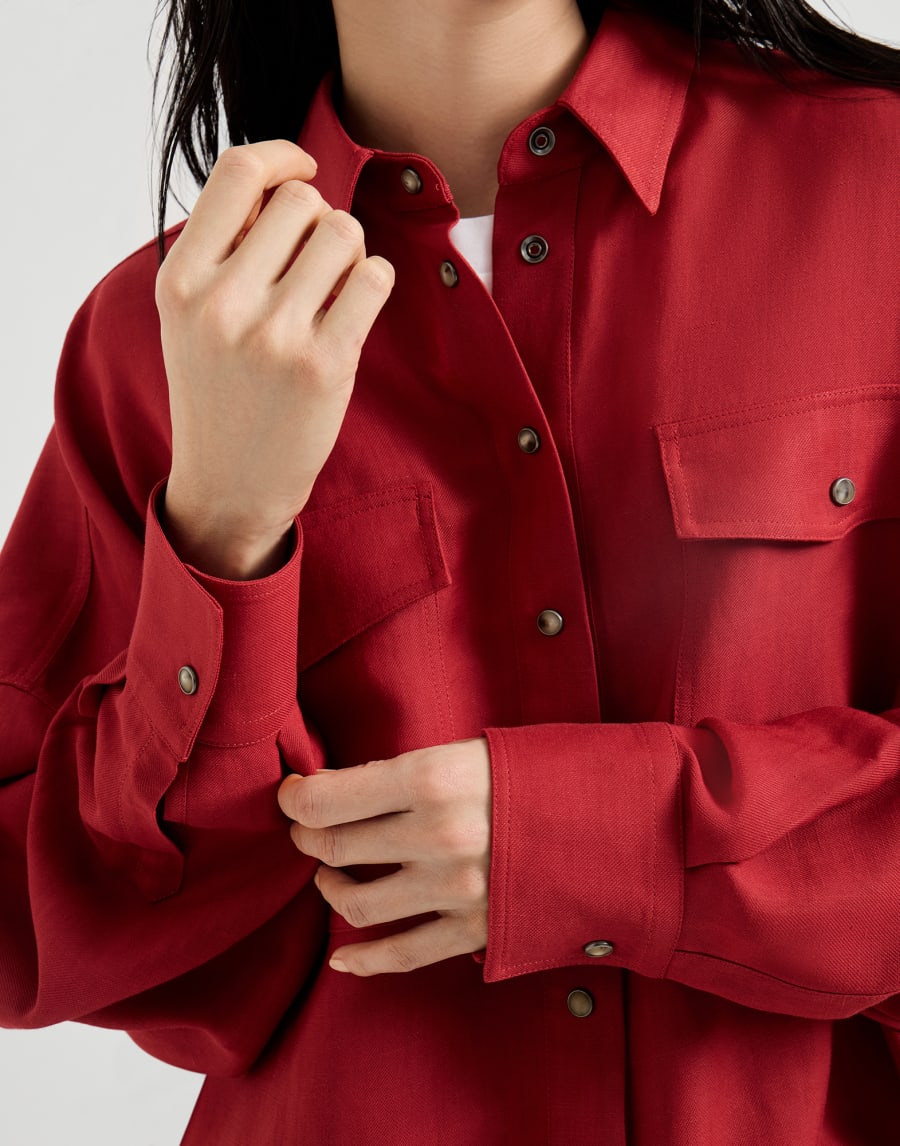 Fluid twill shirt Red Woman - Brunello Cucinelli