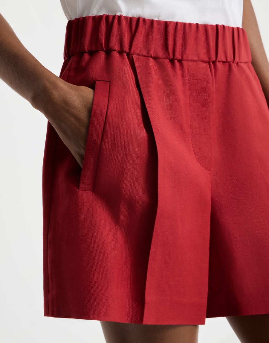 Fluid twill baggy shorts Red Woman - Brunello Cucinelli