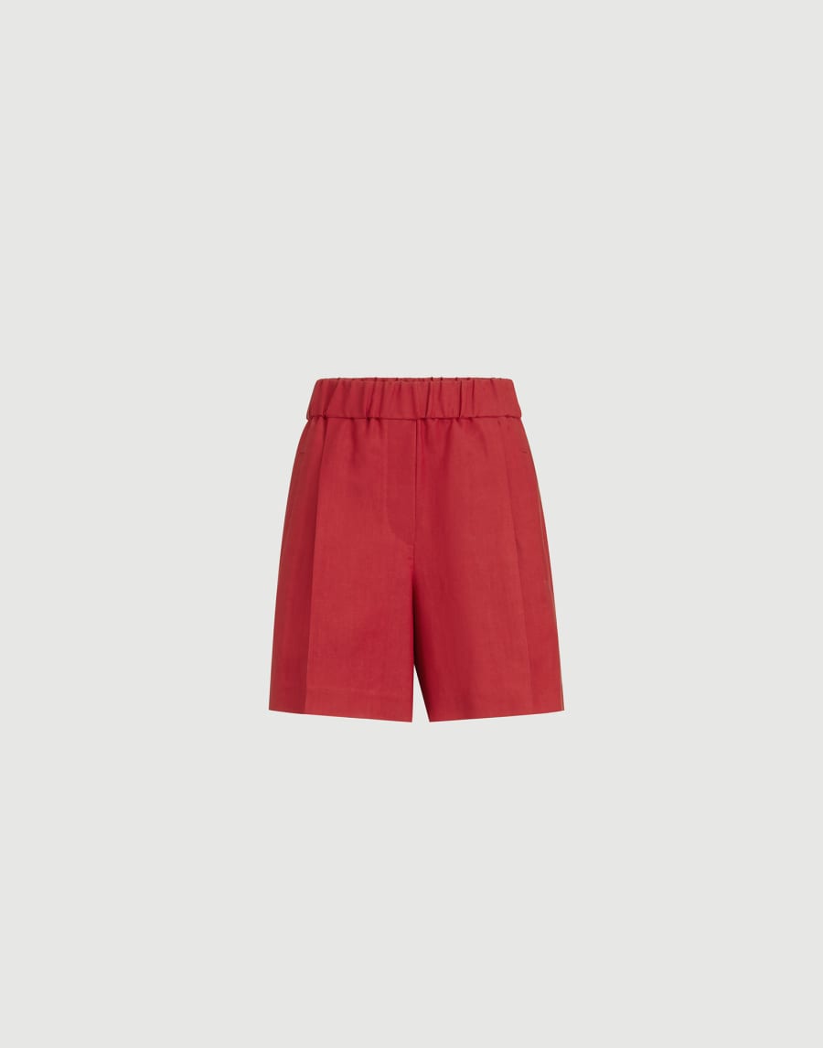 Fluid twill baggy shorts Red Woman - Brunello Cucinelli